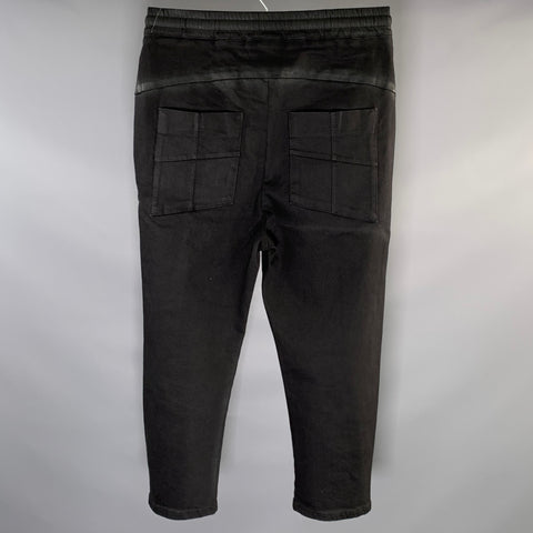THOM KROM Size L Black Cotton & Elastane Drop Crotch Casual Pants