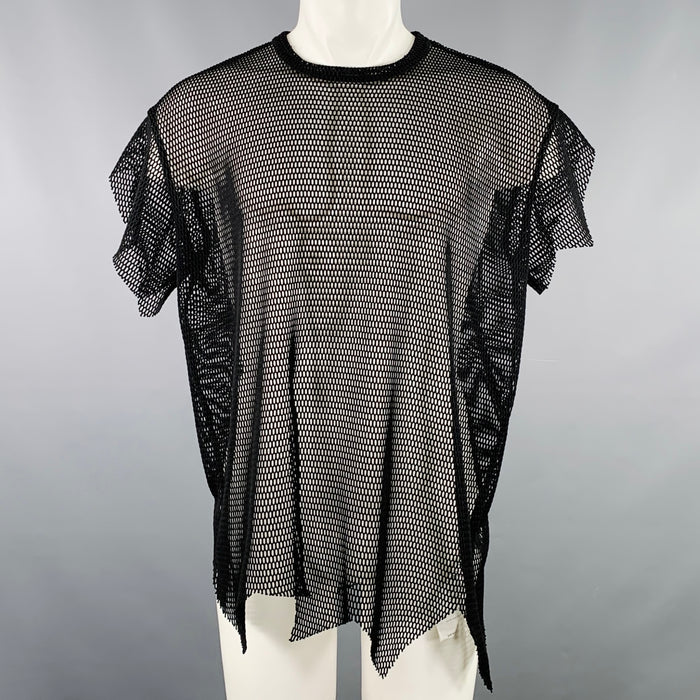 COMME des GARCONS Size M Black Mesh Polyester Crew Neck T-shirt