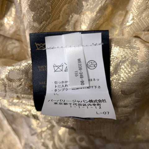 BURBERRY PRORSUM SS2008 Size S Gold Jacquard Silk & Polyamide Ruffle Long Sleeve Shirt