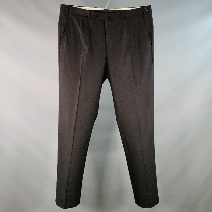 ISAIA Size 39 Grey Charcoal Wool Zip Fly Dress Pants