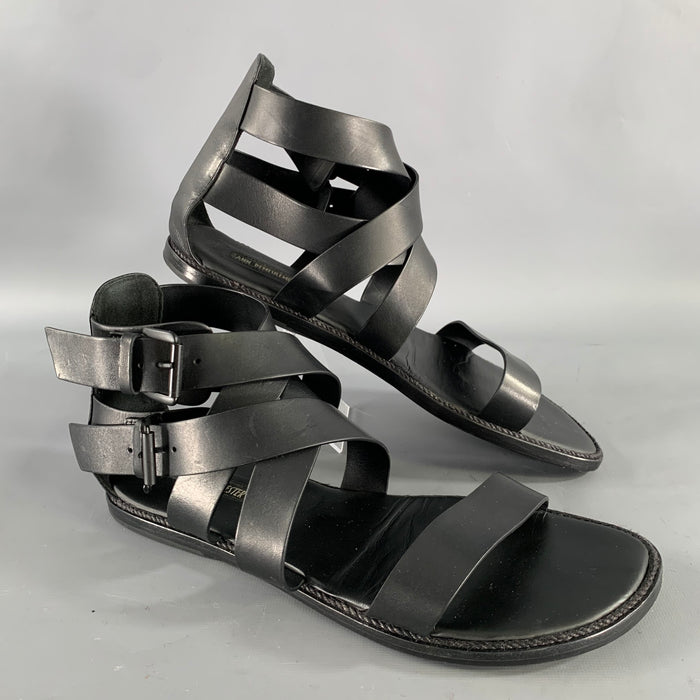 ANN DEMEULEMEESTER Size 9 Black Leather Strappy Sandals