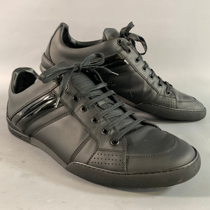 DIOR HOMME Size 12 Black Leather Low Top Sneakers