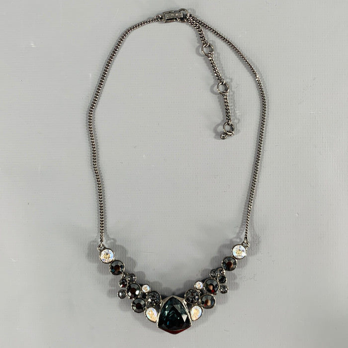 GIVENCHY Black Silver Rhinestones Necklace