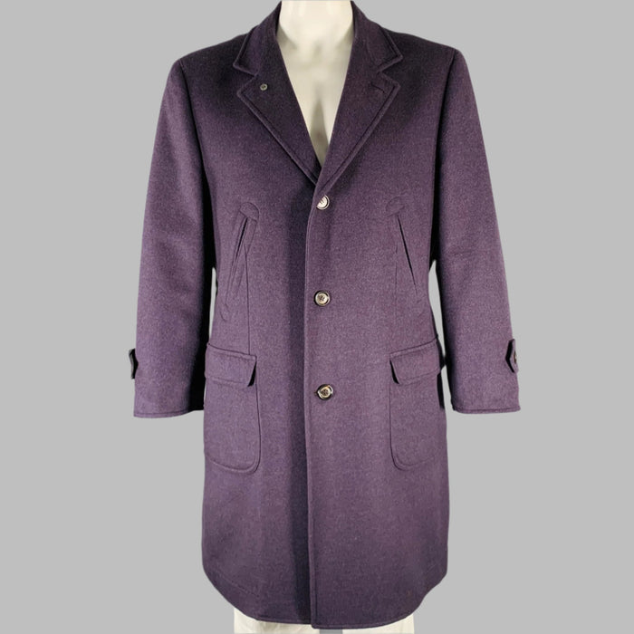 BRUNELLO CUCINELLI Size 48 Purple Wool Cashmere Coat