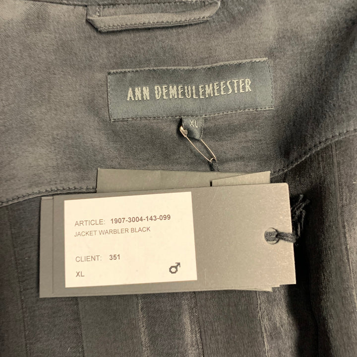 ANN DEMEULEMEESTER Size XL Warbler Black Stripe Cupro Blend Jacket