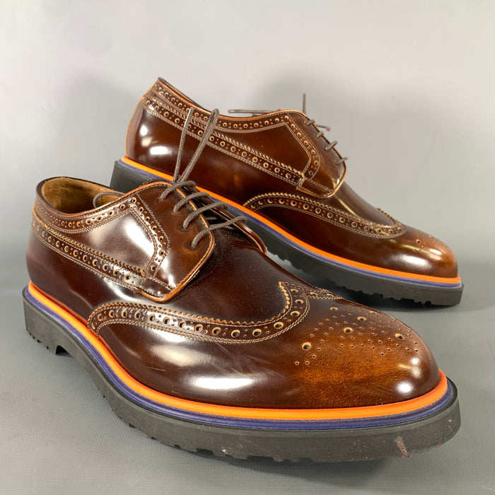 PAUL SMITH Size 10 Brown Orange Wingtip Loafers