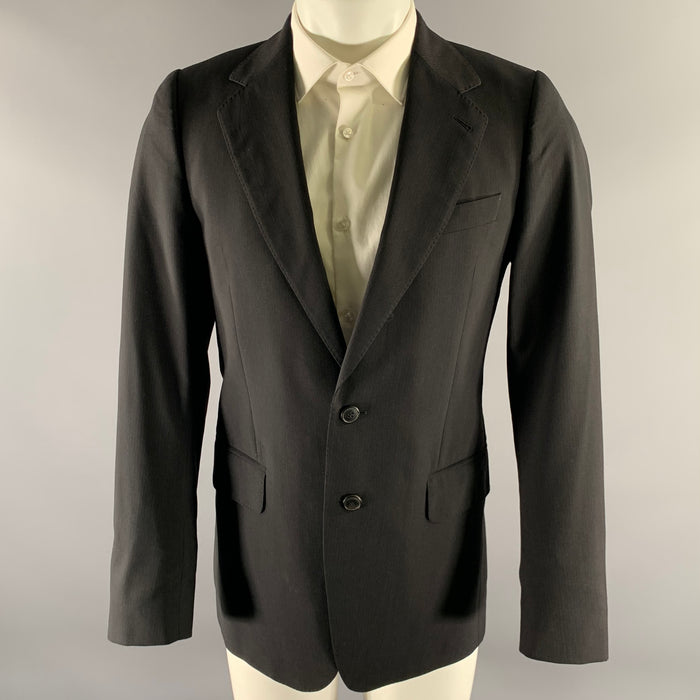 DRIES VAN NOTEN Size 36 Black Stripe Wool Notch Lapel Sport Coat