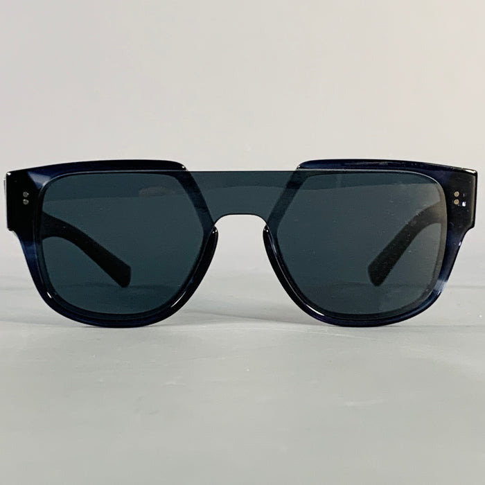 DOLCE & GABBANA Navy Marbled Acetate Square Sunglasses