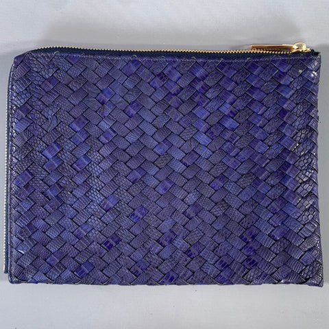 NEIMAN MARCUS Purple Woven Leather Pouch Bag
