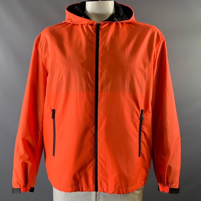 PRADA Size XL Orange Black Polyester Zip Up Jacket