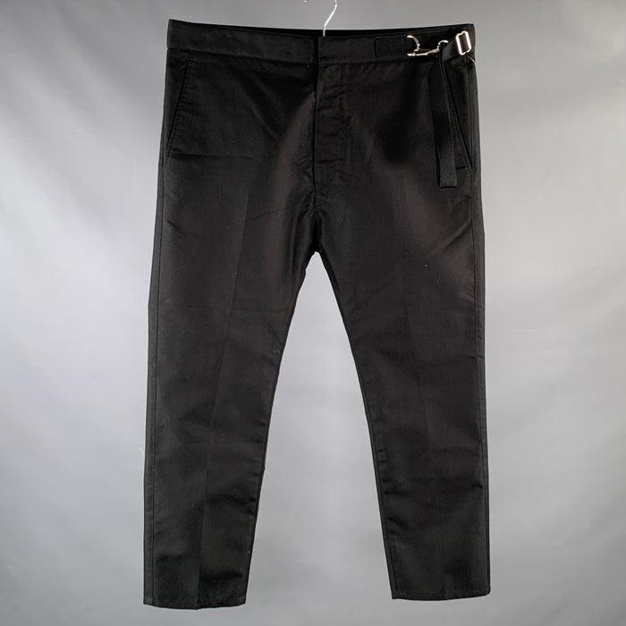 JIL SANDER Size 34 Black Cotton Blend Side Strap Casual Pants