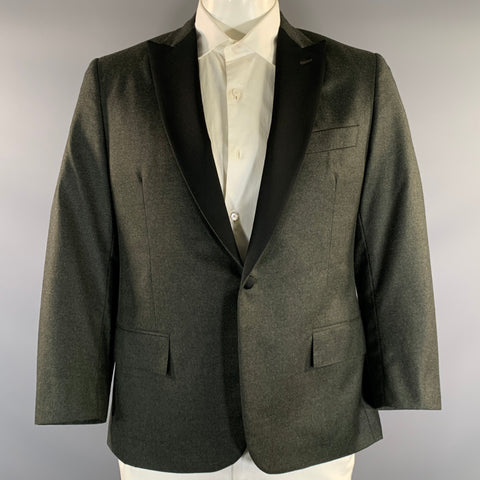 TODD SNYDER Chest Size 42 Green Black Wool Peak Lapel Sport Coat