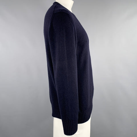 LORO PIANA Size L Navy Cashmere Crew Neck Sweater