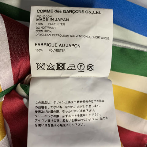 COMME des GARCONS HOMME PLUS S/S2019 Size M White Multi Color Stripe Polyester Coat