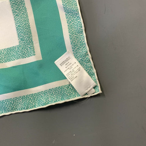 CHRISTIAN DIOR Teal Ivory Landscape Silk Scarves