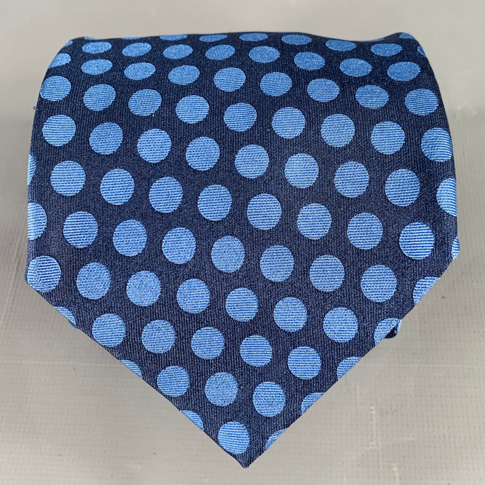PAUL SMITH Blue Black Polka Dot Silk Tie