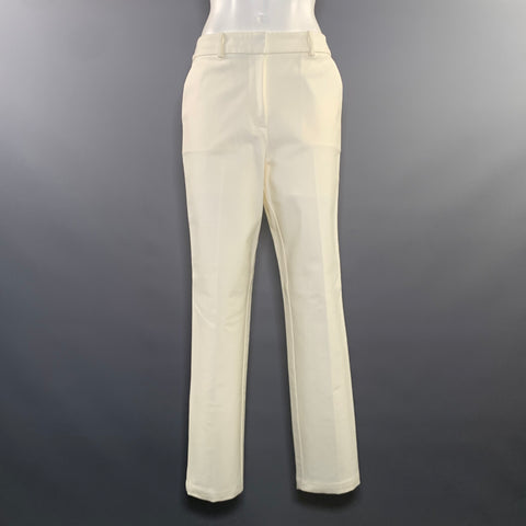 DEREK LAM Size 6 White Cotton Blend Straight leg Dress Pants