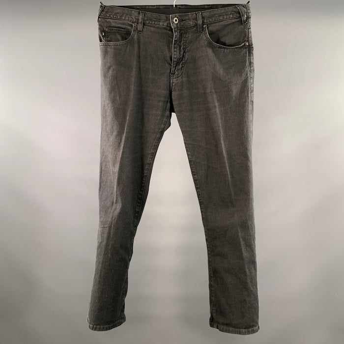 EMPORIO ARMANI Size 34 Black Grey Wash Cotton Elastane Low Rise Casual Pants