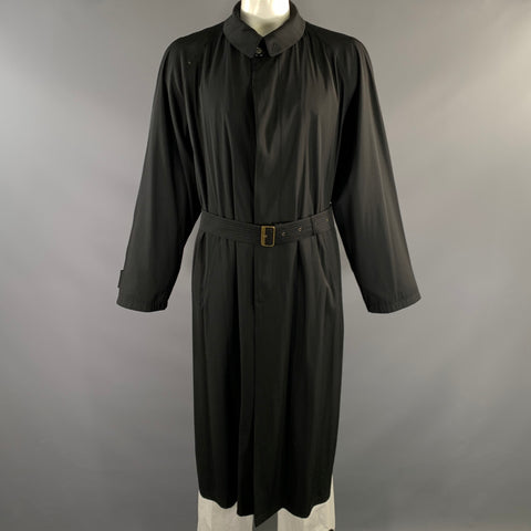 GIORGIO ARMANI Size 42 Black Wool & Nylon Trench Coat