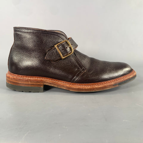 ALDEN Size 8 Brown D9704C Pebble Grain Leather Chelsea Boots