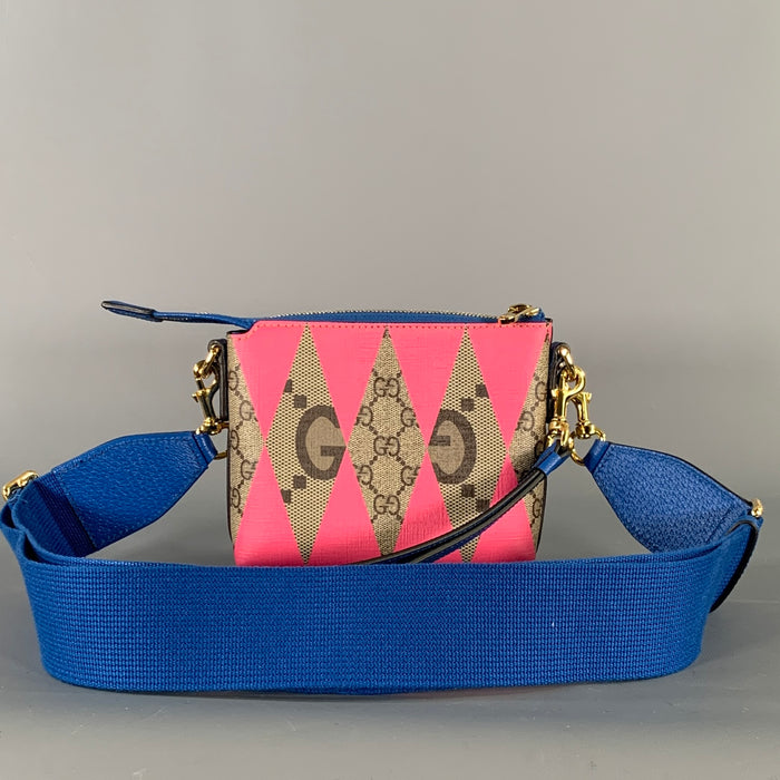 GUCCI Blue Pink Monogram Leather Cross Body Bags