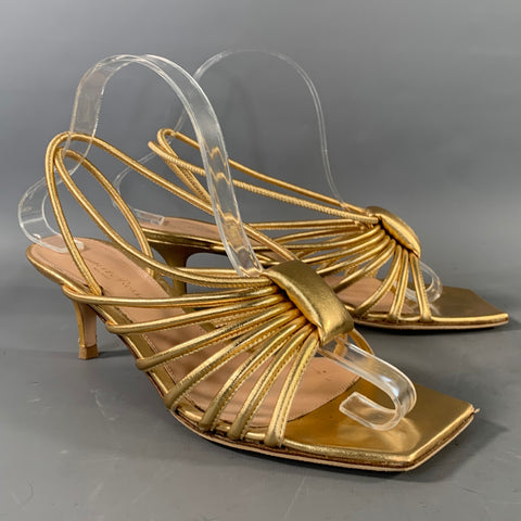 GIANVITO ROSSI Size 7.5 Gold Strappy Sandals