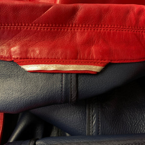 TOMMY HILFIGER Chest Size 38 Red Leather Double Breasted Sport Coat