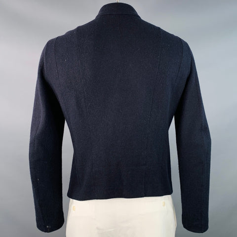 GIORGIO ARMANI Size 42 Navy Cashmere Blend Asymmetrical Zip Up Cardigan