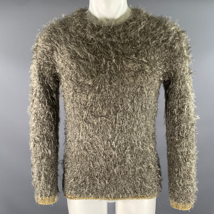 COMME des GARCONS Size S Silver Gold Textured Nylon Blend Crew-Neck Sweater