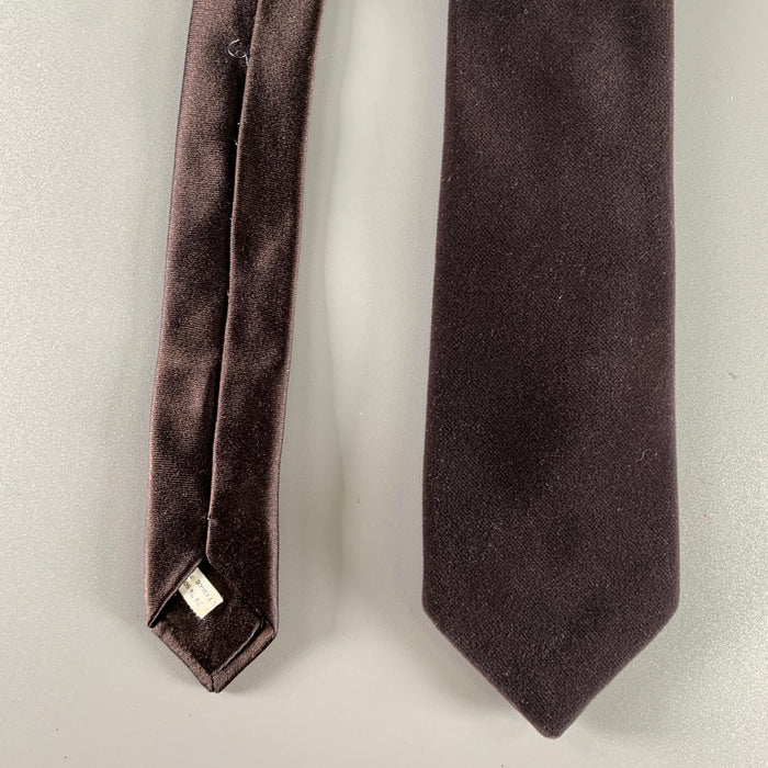 LANVIN Brown Velvet Cotton Silk Tie