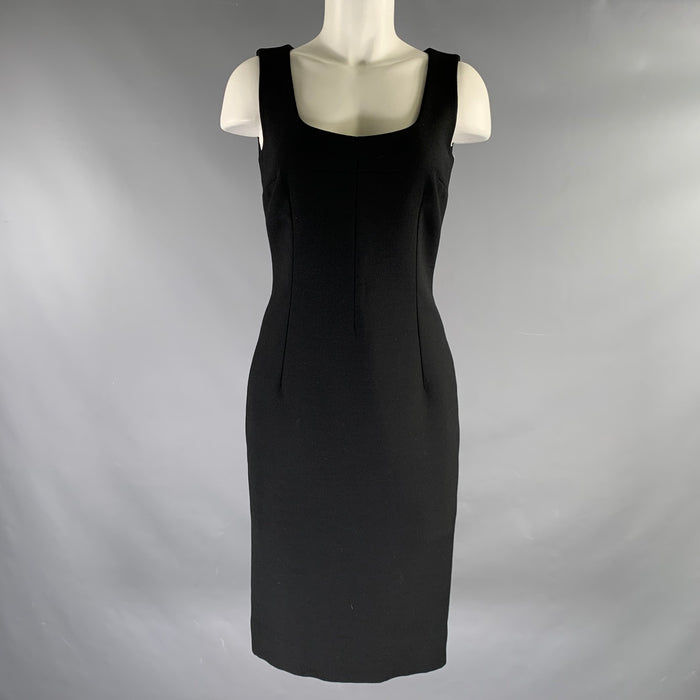 DOLCE & GABBANA Size 4 Black Virgin Wool Body-Con Midi Dress