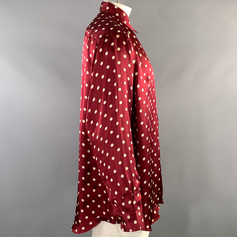 COMME des GARCONS HOMME PLUS Size L Burgundy Cream Polka Dot Long Sleeve Shirt