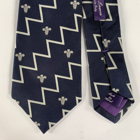 RALPH LAUREN Navy White Mixed Pattern Silk Tie
