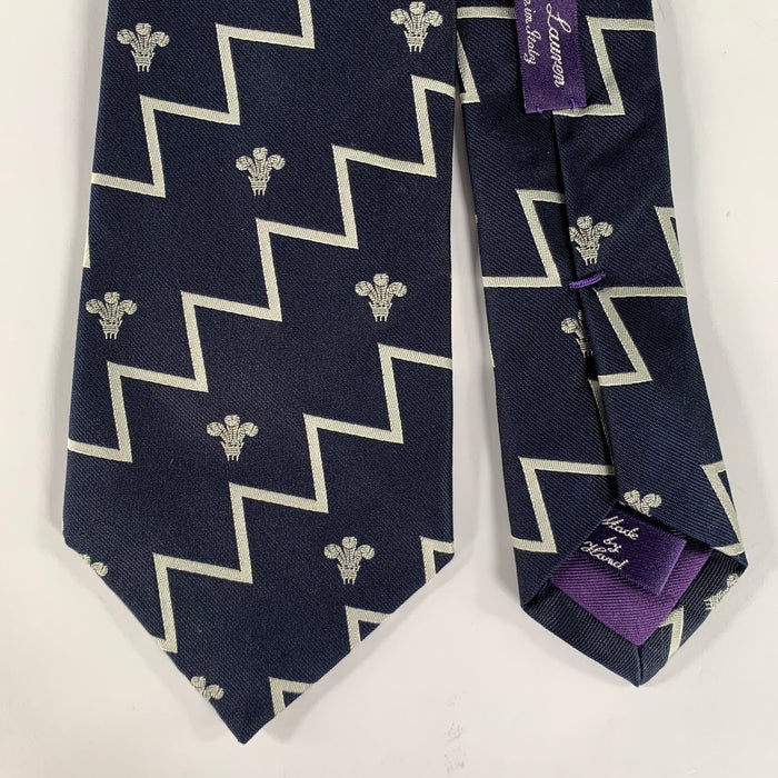 RALPH LAUREN Navy White Mixed Pattern Silk Tie