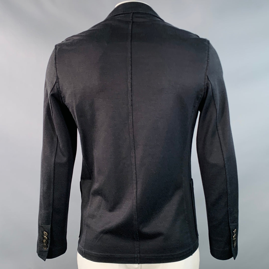 LANVIN Size L Black Silk Cotton Notch Lapel Jacket