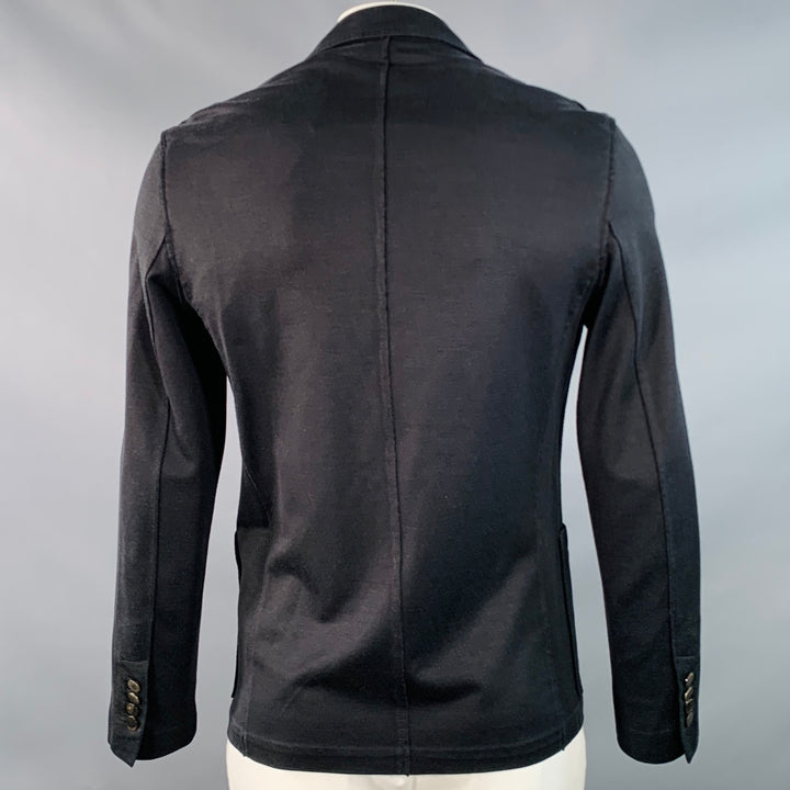 LANVIN Size L Black Silk Cotton Notch Lapel Jacket