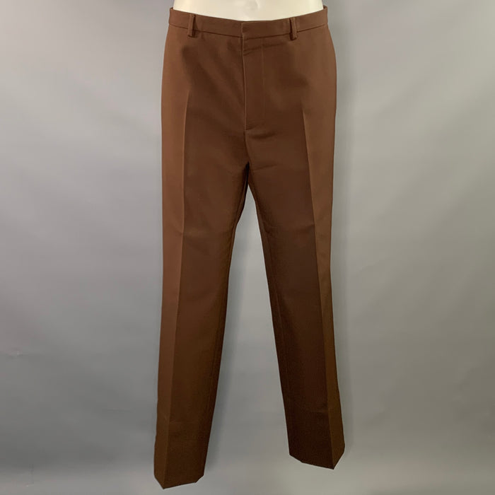 GUCCI Size 36 Brown Wool Zip Up Dress Pants
