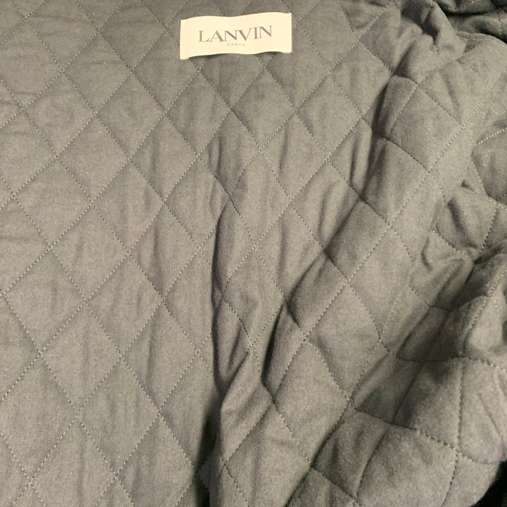 LANVIN Size XL Green Black White Plaid Cotton Oversized Shirt Jacket