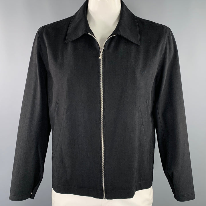 SANDRO Size L Black Viscose Blend Zip Up Jacket