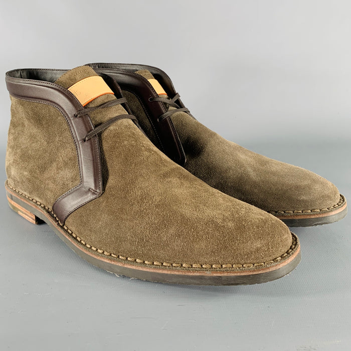 LOUIS VUITTON Size 10 Brown Textured Suede Lace-Up Boots