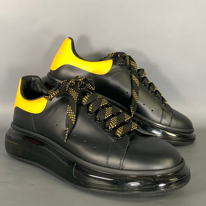 ALEXANDER MCQUEEN Size 10 Black Yellow Leather Low Top Sneakers