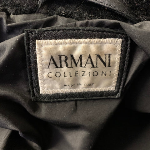 ARMANI COLLEZIONI Size M Black Leather Textured Zip Up Jacket