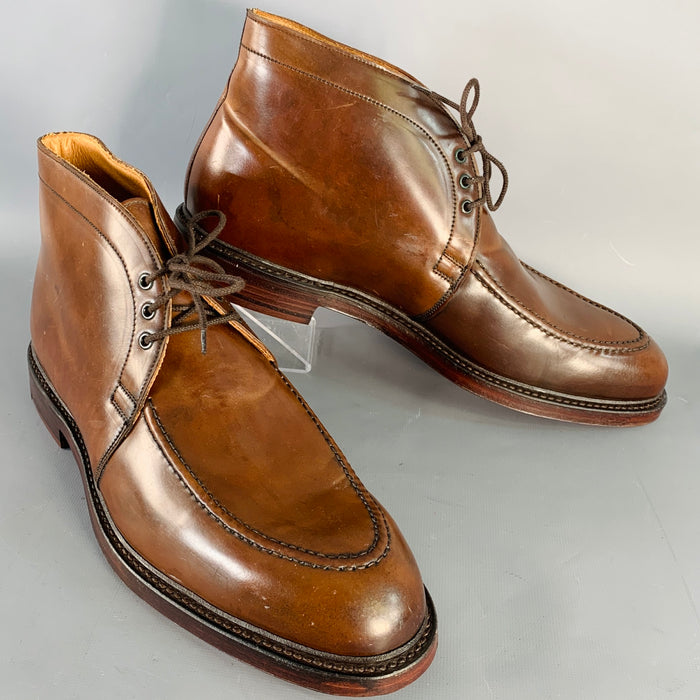 RALPH LAUREN Size 10.5 Gifford Brown Cordovan Leather Lace-Up Ankle Boots
