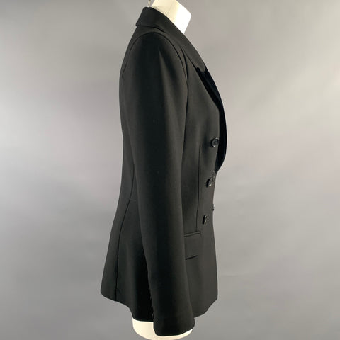 SMYTHE Size 12 Black Polyester Blend Peak Lapel Jacket