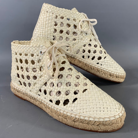 CELINE Size 7 White Woven Espadrille Laces