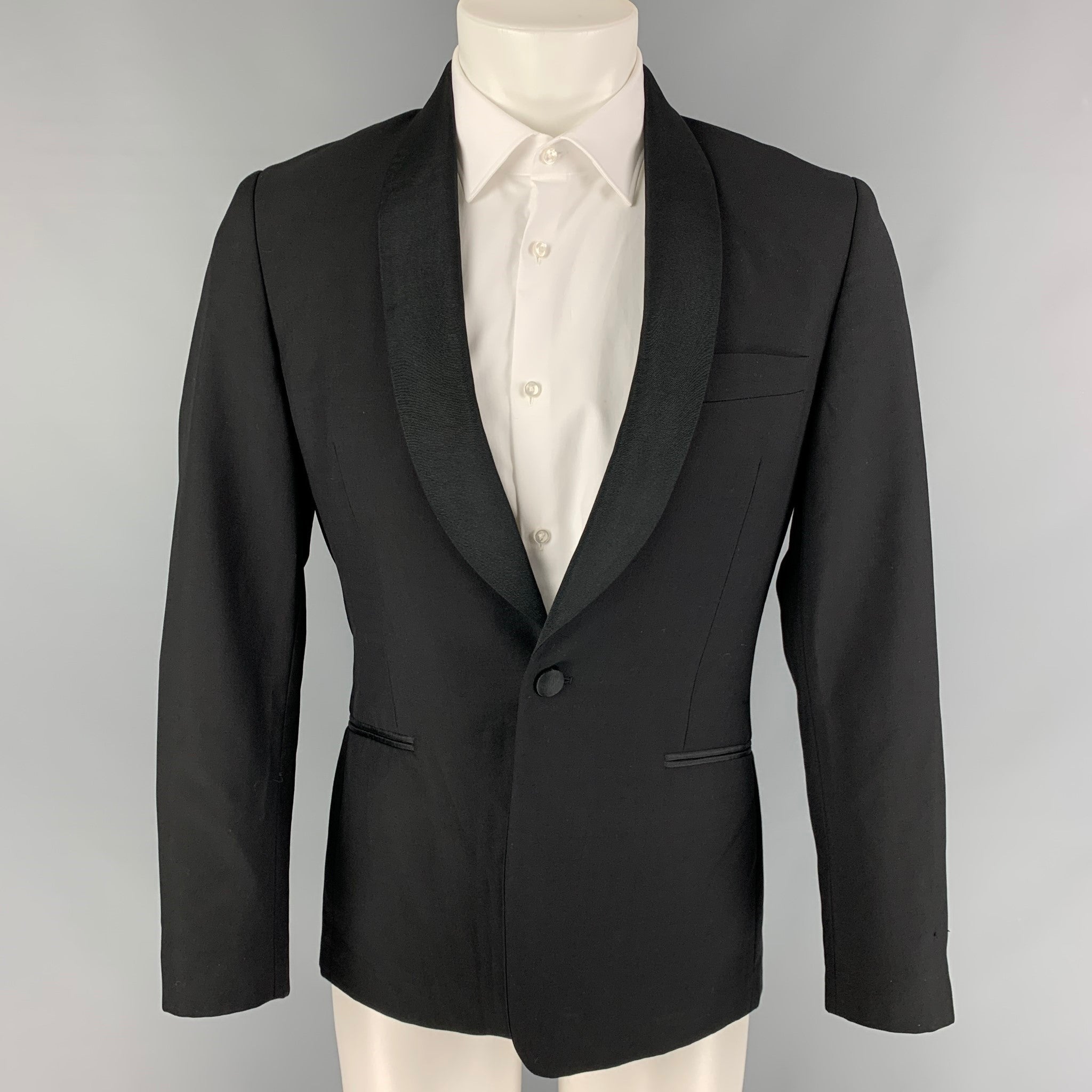 PAUL SMITH The Abbey Size 38 Regular Wool Mohair Shawl Collar