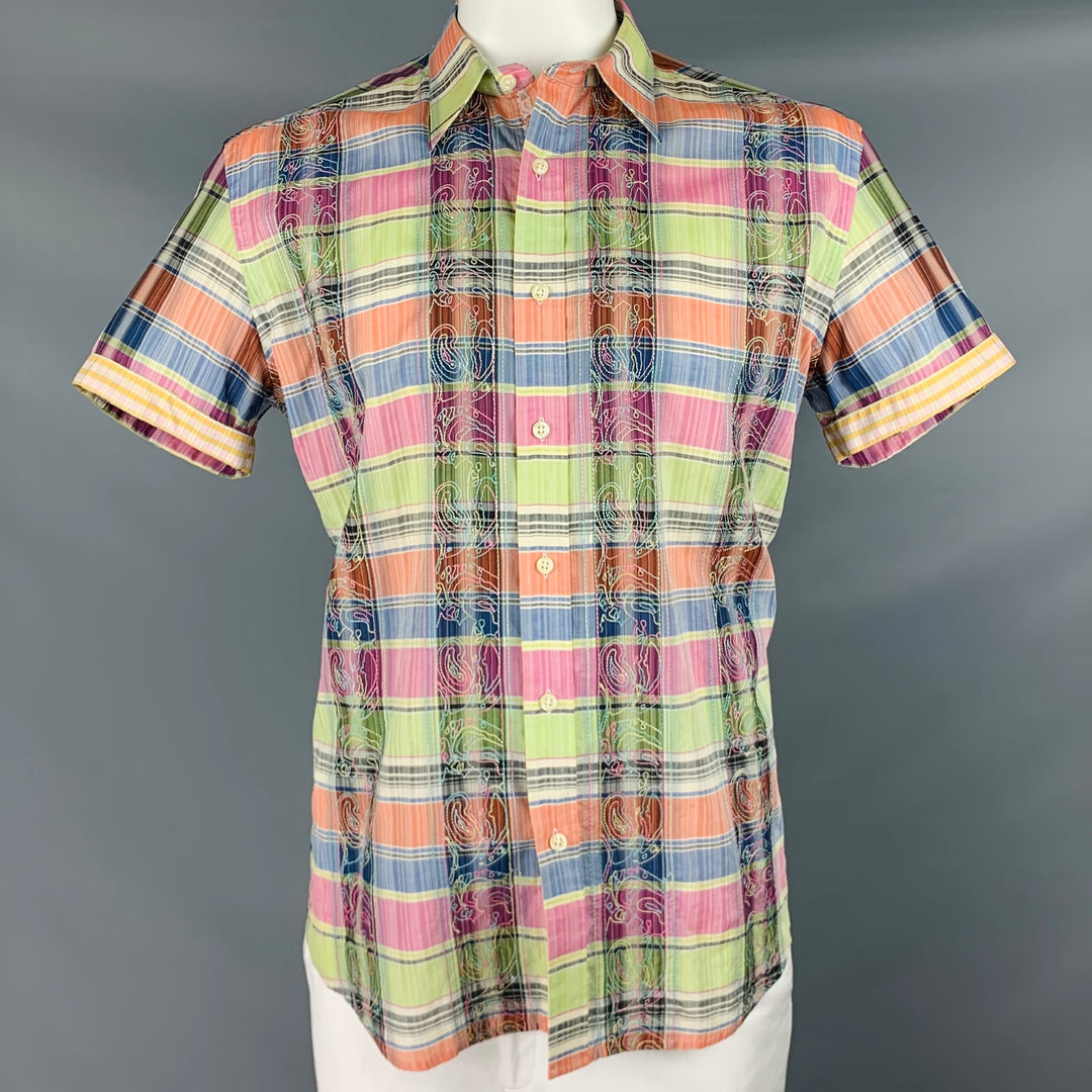 ROBERT GRAHAM Size L Multi Color Plaid Cotton Button Up Short Sleeve Shirt