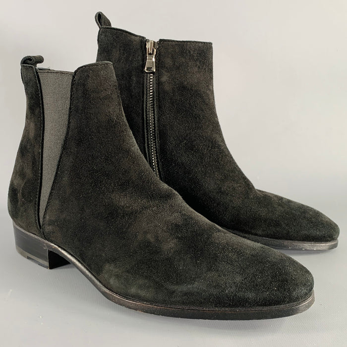 DOLCE & GABBANA Size 7 Black Suede Side Zipper Boots