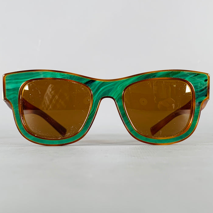 DOLCE & GABBANA Green Brown Marbled Acetate Sunglasses