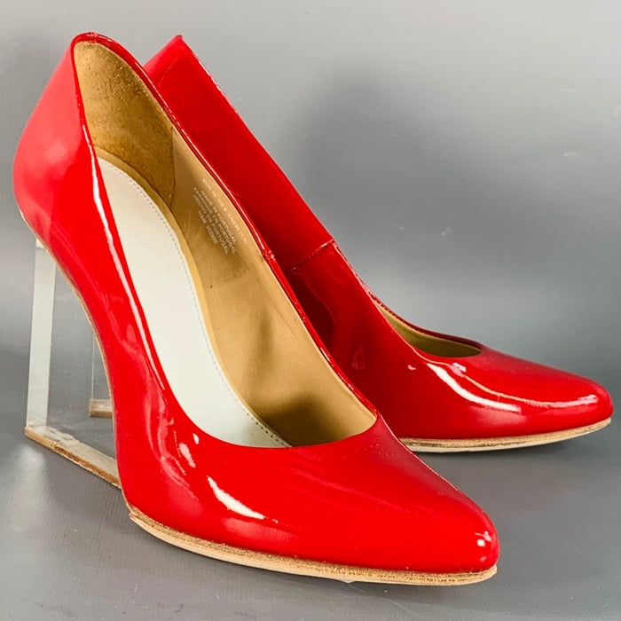 MAISON MARGIELA x H&M Size 9 Red Transparent Patent Leather Wedge Heels Pumps